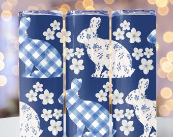 Copo de coelho da Páscoa com estampa de flor fofa 20 oz Design de sublimação fino Modelo sem costura Presente para mãe Primavera Floral Páscoa Baixar