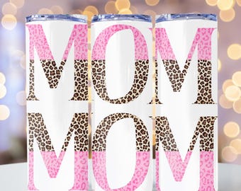 Chita Leopardo Estampa Mãe Presente 20oz Skinny Tumbler Sublimação Modelo Design Seamless PNG Mãe Presente Download Instantâneo Comercial