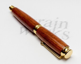 Rollerball Pen - Virage Style - Bubinga Wood with Gold Accents (Gift Ready)