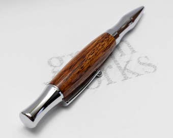 Handcrafted Ballpoint Pen - Virage Style - Honduras Rosewood with Chrome Accents (Gift Ready)