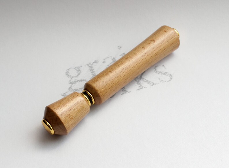 European Beech Wood Perfume/Aromatherapy Pen with 24kt Gold Accents Gift Ready image 5