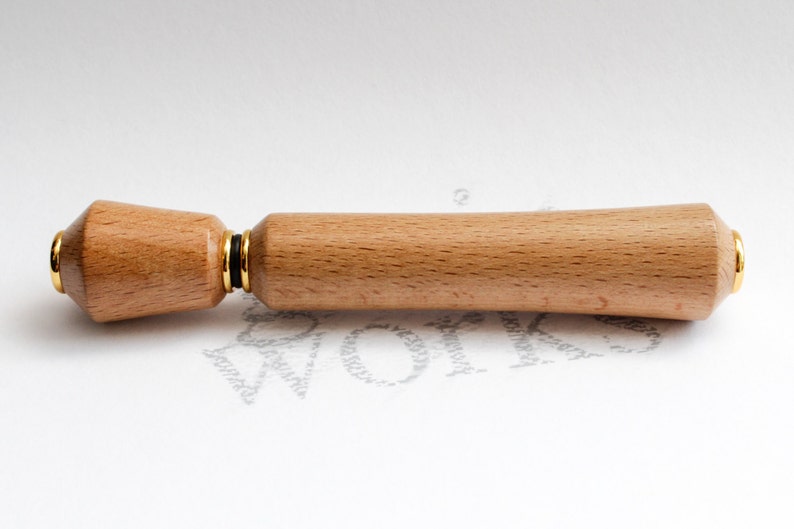 European Beech Wood Perfume/Aromatherapy Pen with 24kt Gold Accents Gift Ready image 3