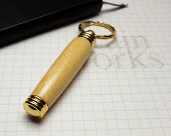 Secret Compartment Key Chain - Ziricote Sapwood with 24kt Gold Accents (Gift Ready)