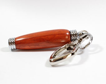 Bag Charm / Secret Compartment Key Chain - Padauk Wood with Chrome Accents (Gift Ready)
