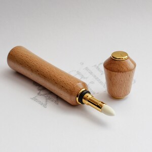 European Beech Wood Perfume/Aromatherapy Pen with 24kt Gold Accents Gift Ready image 2