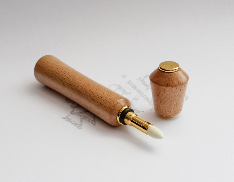 European Beech Wood Perfume/Aromatherapy Pen with 24kt Gold Accents Gift Ready image 2