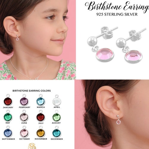 Little Girls Heart Earrings Sterling Silver Dangles Etsy