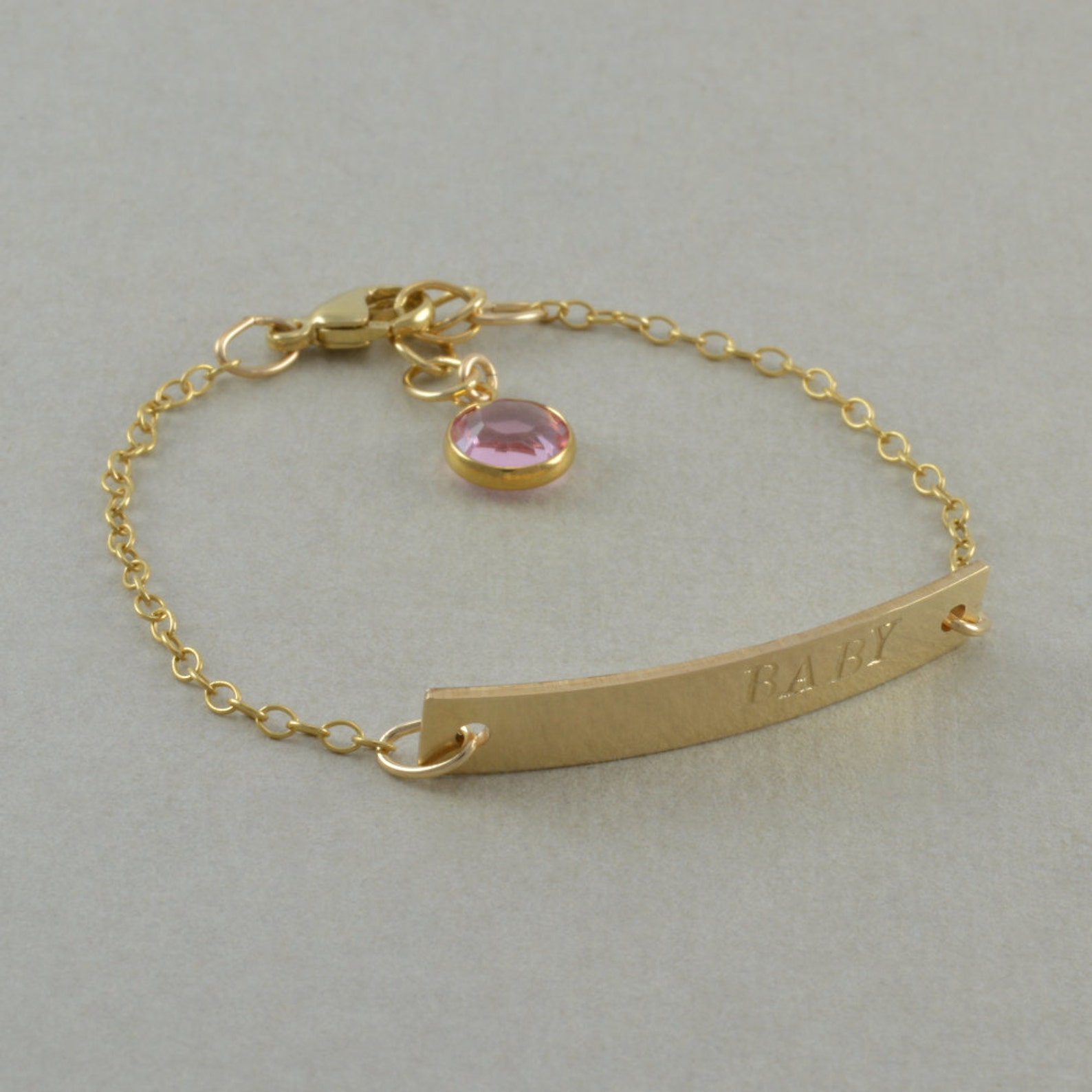 Gold ID Baby Bracelet Engraved Hand Stamped Sterling Silver Etsy