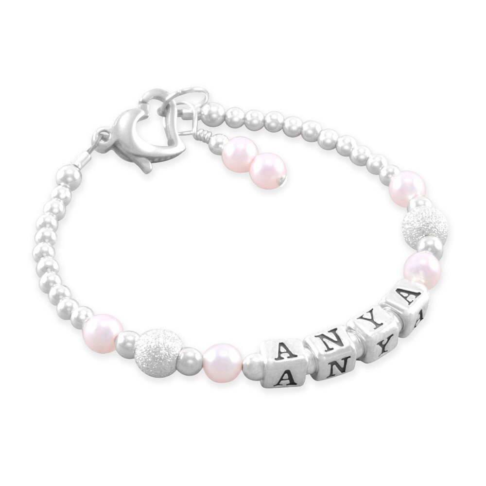 Baby Girl Gift Baby Name Bracelet Sterling Silver First Etsy