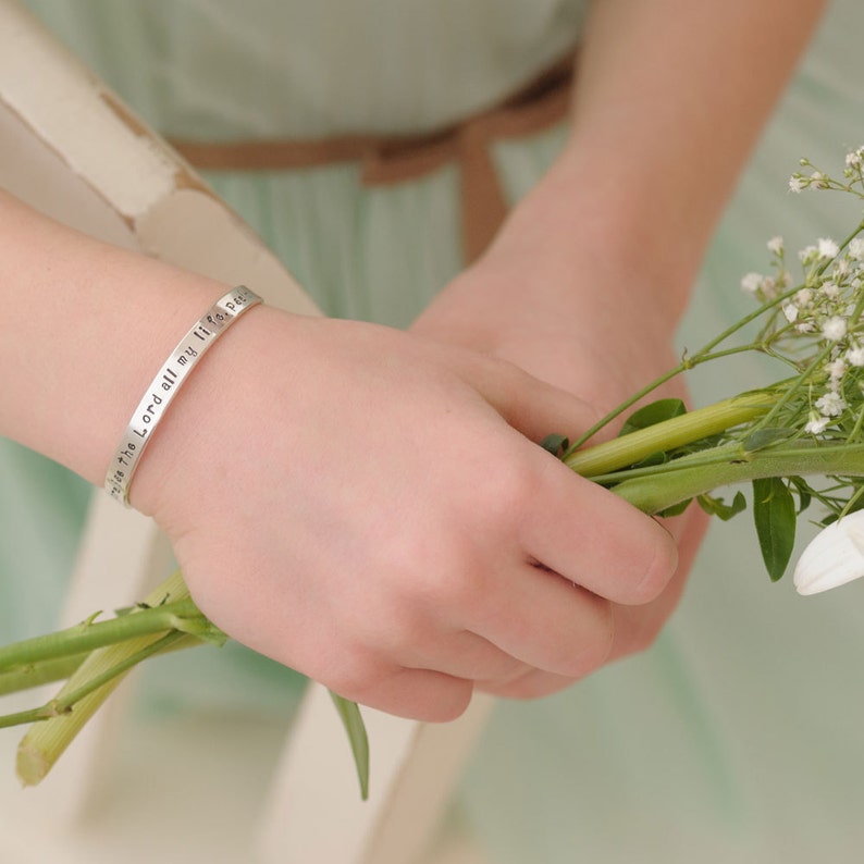 Girls Cuff Bracelet Sterling Silver Personalized Name Etsy