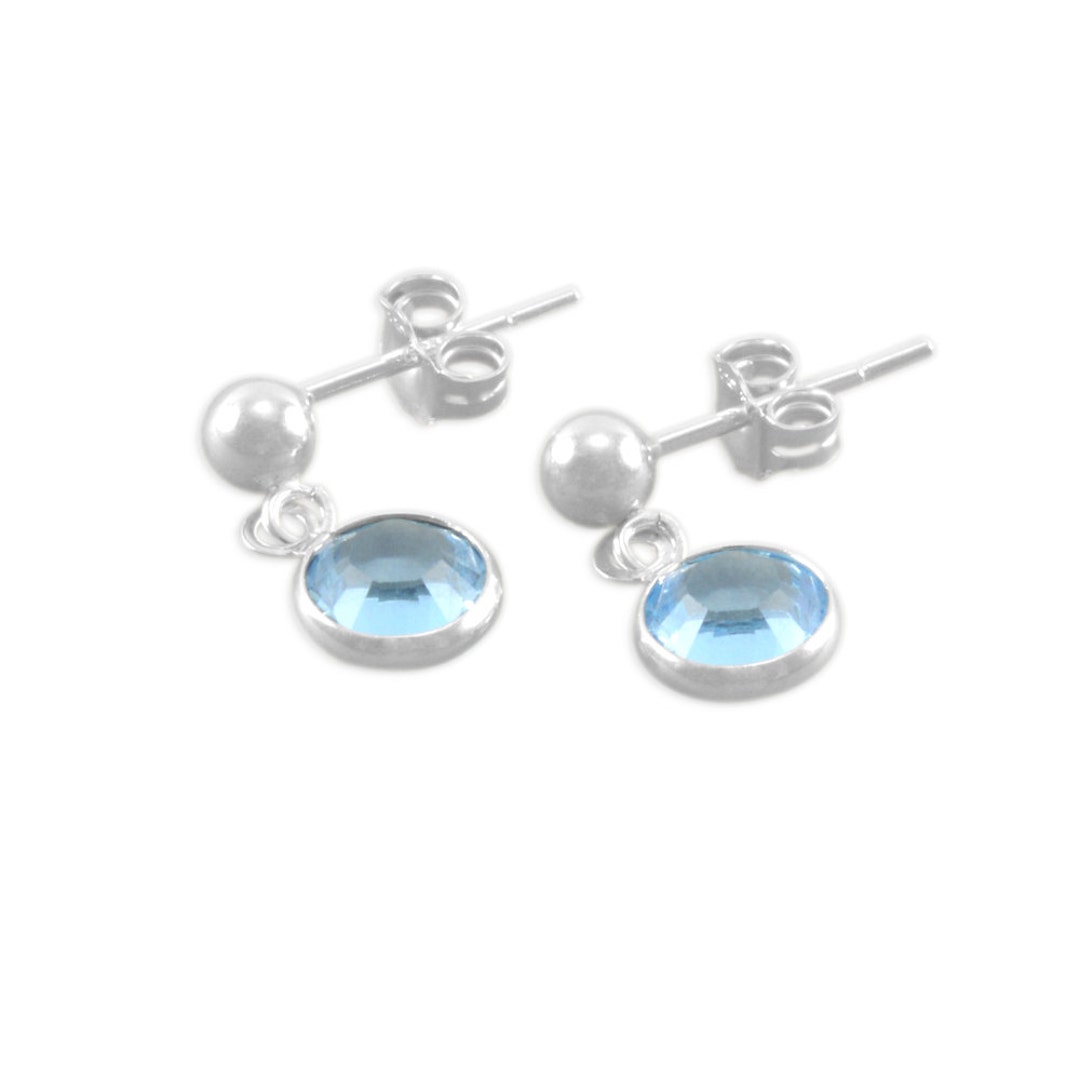 Little Girls Earrings Sterling Silver Aquamarine March Etsy