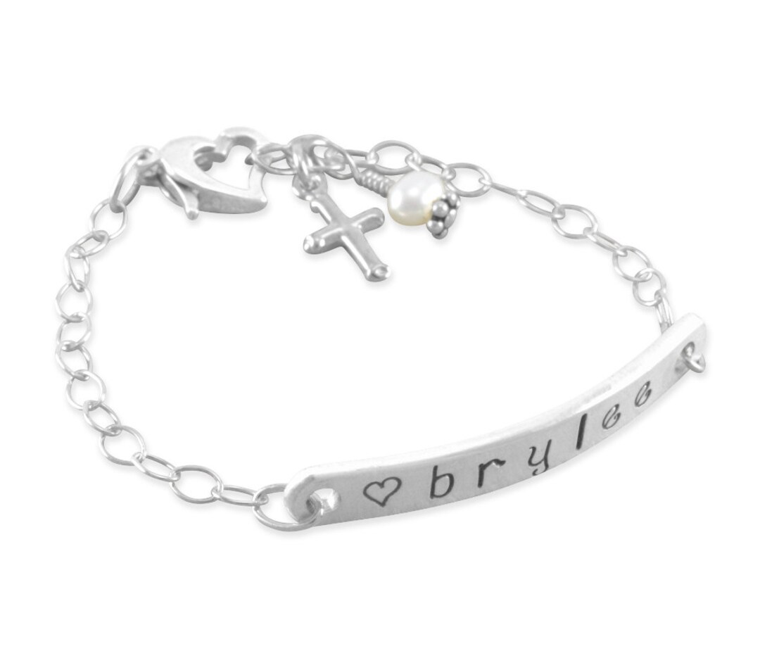 Baby ID Bracelet Sterling Silver Baptism Gift for Goddaughter for