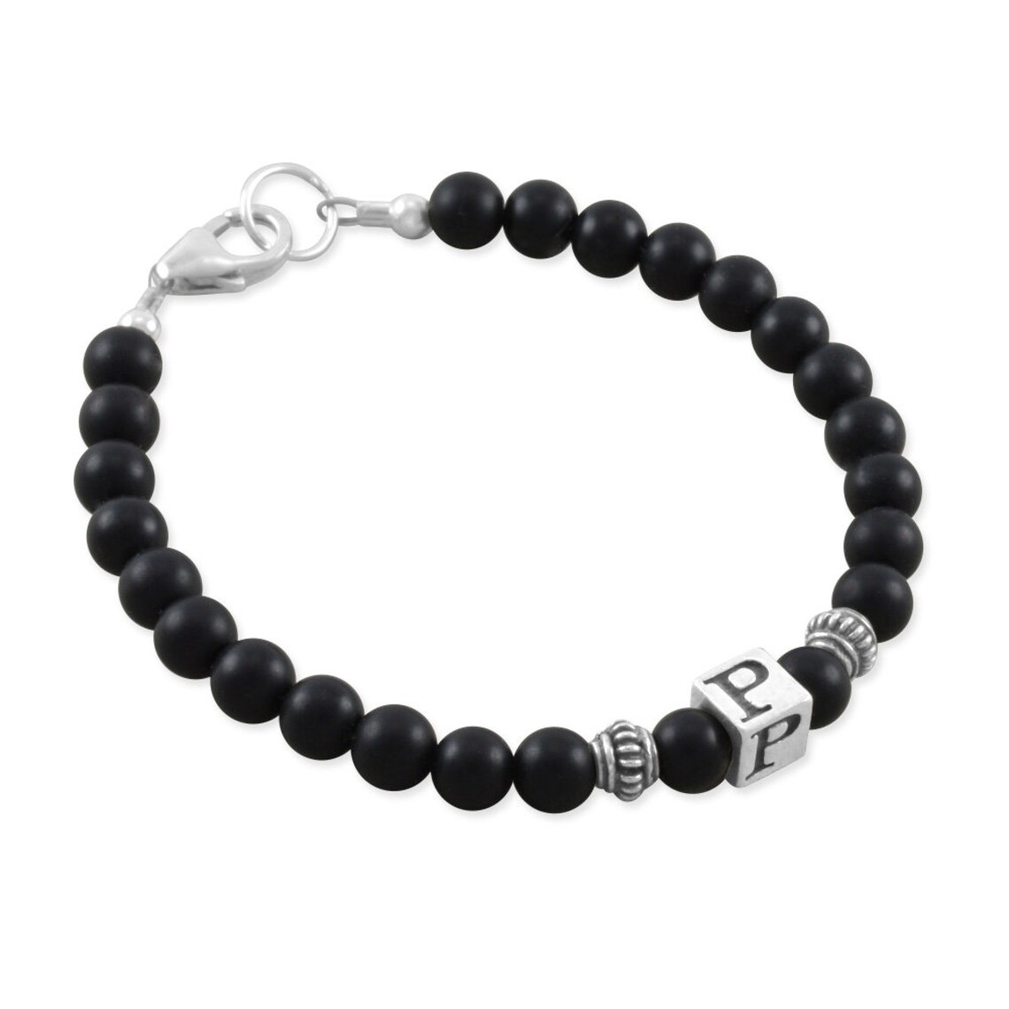 Baby Boy Bracelet Black Beads Onyx Sterling Silver Etsy