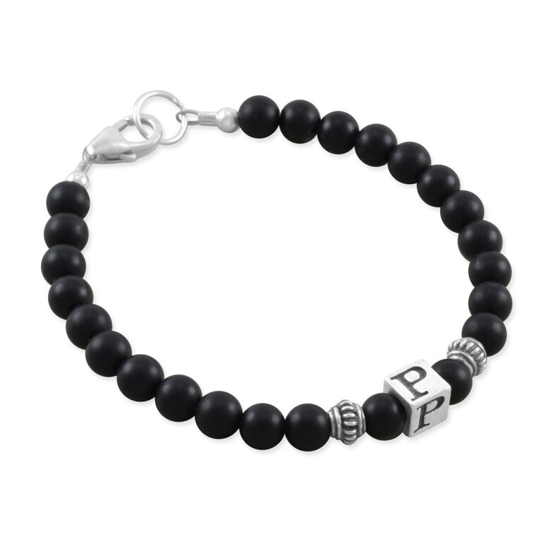 Baby Boy Bracelet Black Beads Onyx Sterling Silver Etsy
