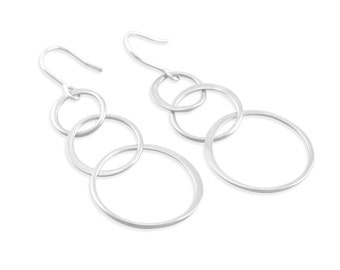 Sterling Silver Loop Earrings, dangle earring, three tiered, birthday jewelry, bridesmaids, sister presents mothers day gift guide LINDA