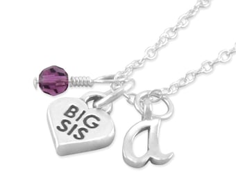 Big Sister Necklace • Gift for New Big Sis • Sterling Silver • From New Baby • Hospital gift • personalized gift • heart pendant • ALEXANDRA