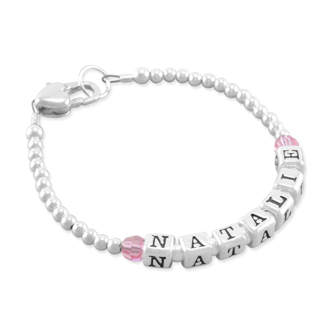 Name Bracelet for Baby Girl Toddler Sterling Silver Newborn Girl Bracelets Birthstone Jewelry