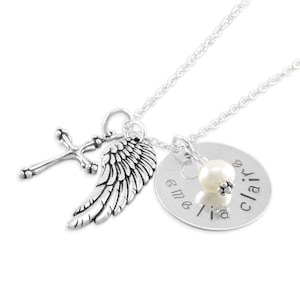 Sterling Silver Angel Wing Necklace: Personalized Remembrance Jewelry