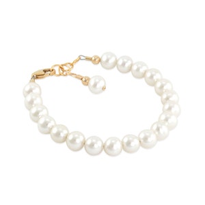 First Pearls, Baby Girl Bracelets, Childrens Real Pearl Bracelet, new baby gifts, her 1st jewelry child toddler initial letter disc, ESME