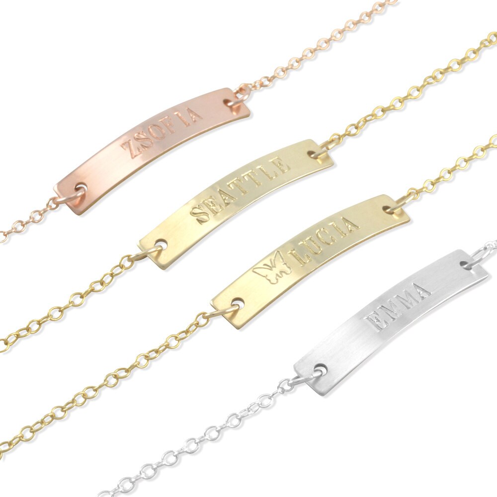 1st Birthday Gift Gold Baby ID Bracelet Name 14k Yellow Etsy