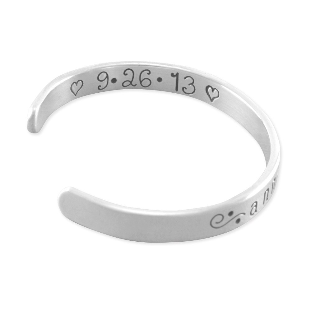 Girls Cuff Bracelet Sterling Silver Personalized Name Etsy