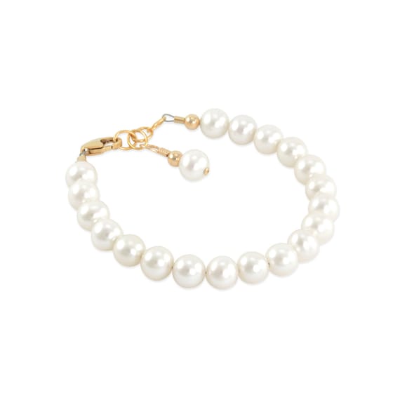 Flower Girl Pearl Bracelet, Swarovski Pearl & Crystal Bracelet, Pearl  Junior Bridesmaids Bracelet, CARMEN 4 - Etsy