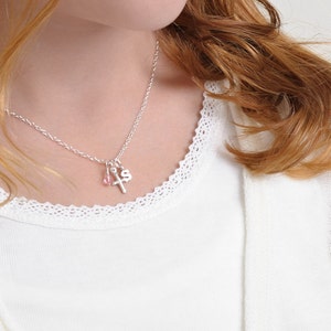 Tiny Cross Necklace • Little Girls Jewelry • Sterling Silver • First Communion Necklaces • Personalized • Birthstone • Initial • SUSANNE