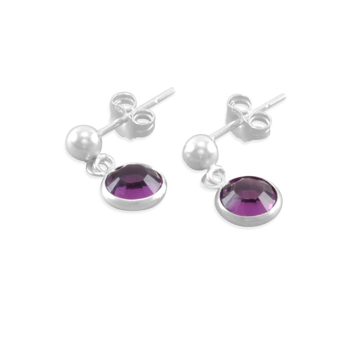 Little Girls Earrings Birthstone Earrings Sterling Silver Etsy UK