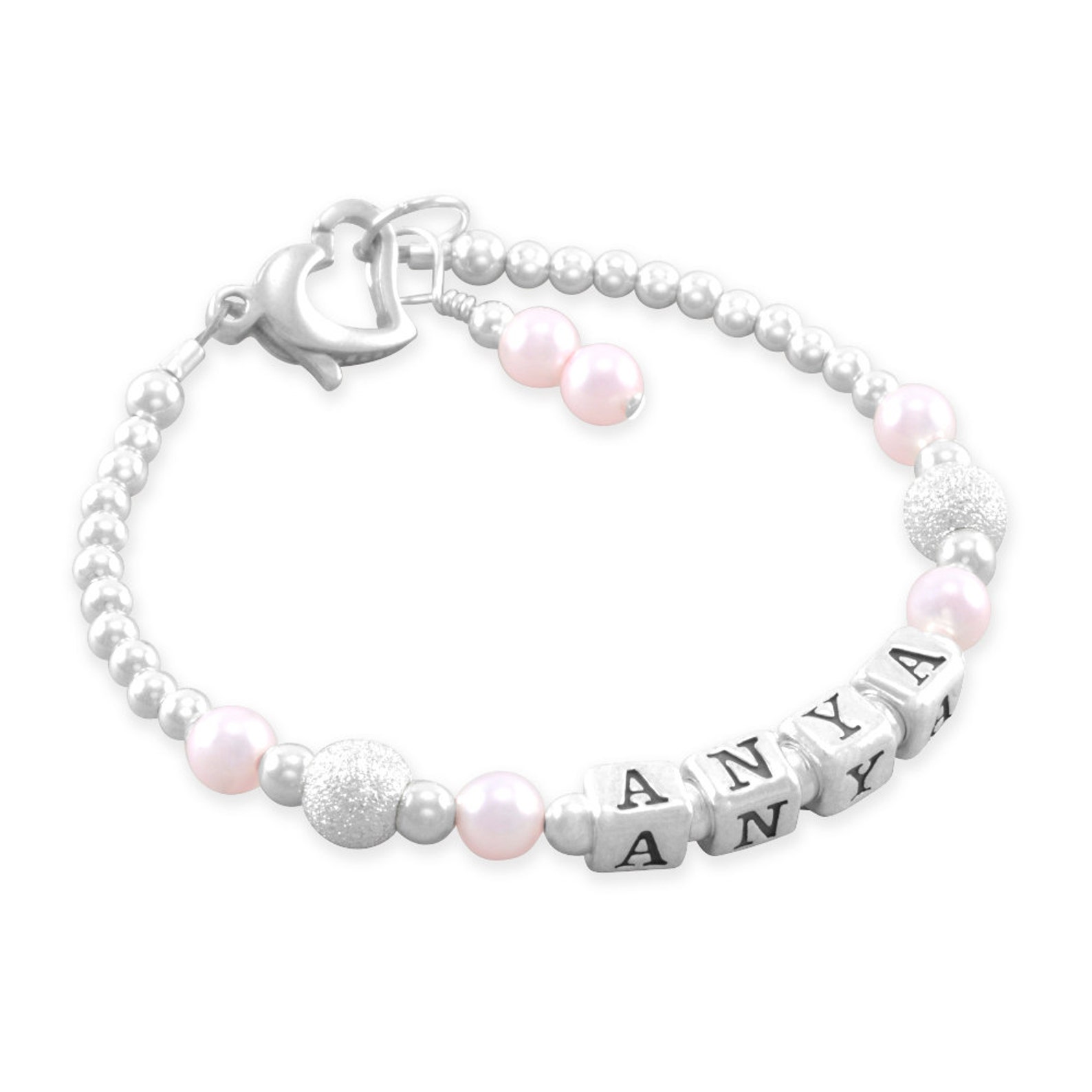 Baby Girl Gift, Baby Name Bracelet, Sterling Silver, First Birthday