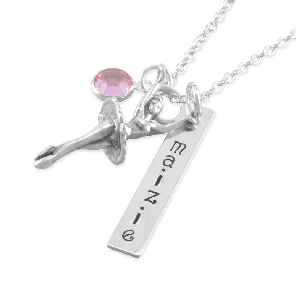 Hand stamped Dance necklace with ballet charm