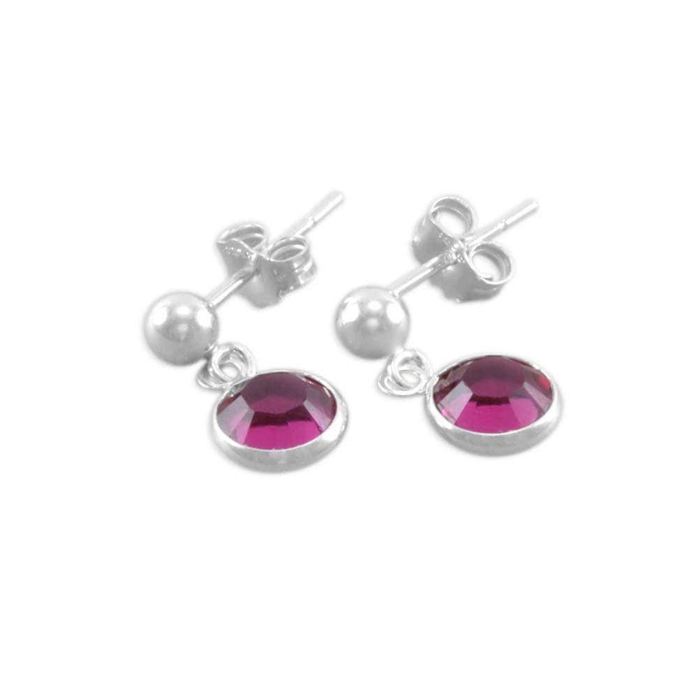 Little Girls Earrings Sterling Silver Fuchsia Ruby earrings Etsy