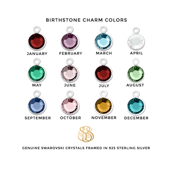 Add a Birthstone Charm Necklace Sterling Silver Chain Small