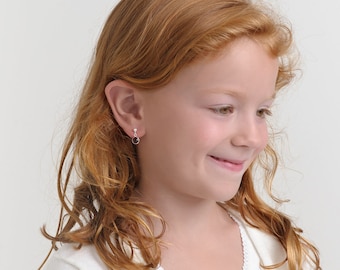 Little Girls Earrings • Birthstone Earrings • Sterling Silver • February Birthstones • Purple • Flower Girl Jewelry • Small Stud Dangles