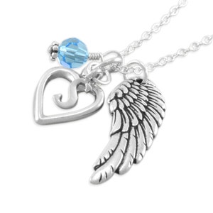 Erinnerungskette • Erinnerungsschmuck • Personalisierter Anfangsbuchstaben • Sympathiegeschenk • Für Verlust der Mutter • SilberNer Engelsflügel • SEREPHINE