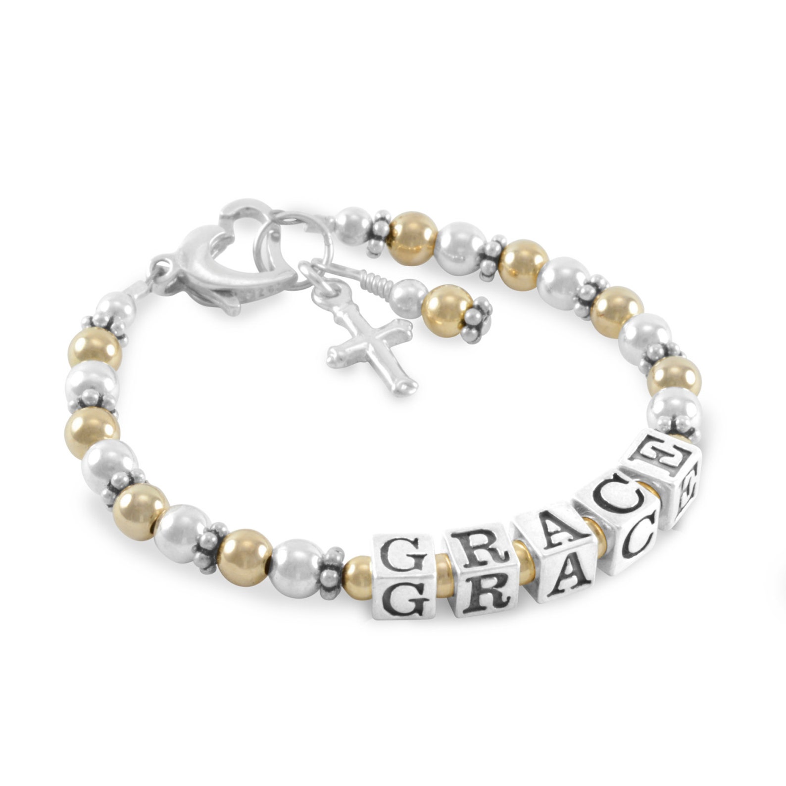 Baby Baptism Bracelet Gold Name Bracelet Baby Girl Etsy