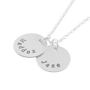 Sterling Silver Hand Stamped Name Necklace, Family jewelry, Mother's Day gifts pendant personalized gifts for mom, nana, grandma, nana, JASE image 1