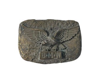 Hebilla de cinturón vintage de Tiffany Studios Nueva York con águila, tono bronce, estilo Art Nouveau.