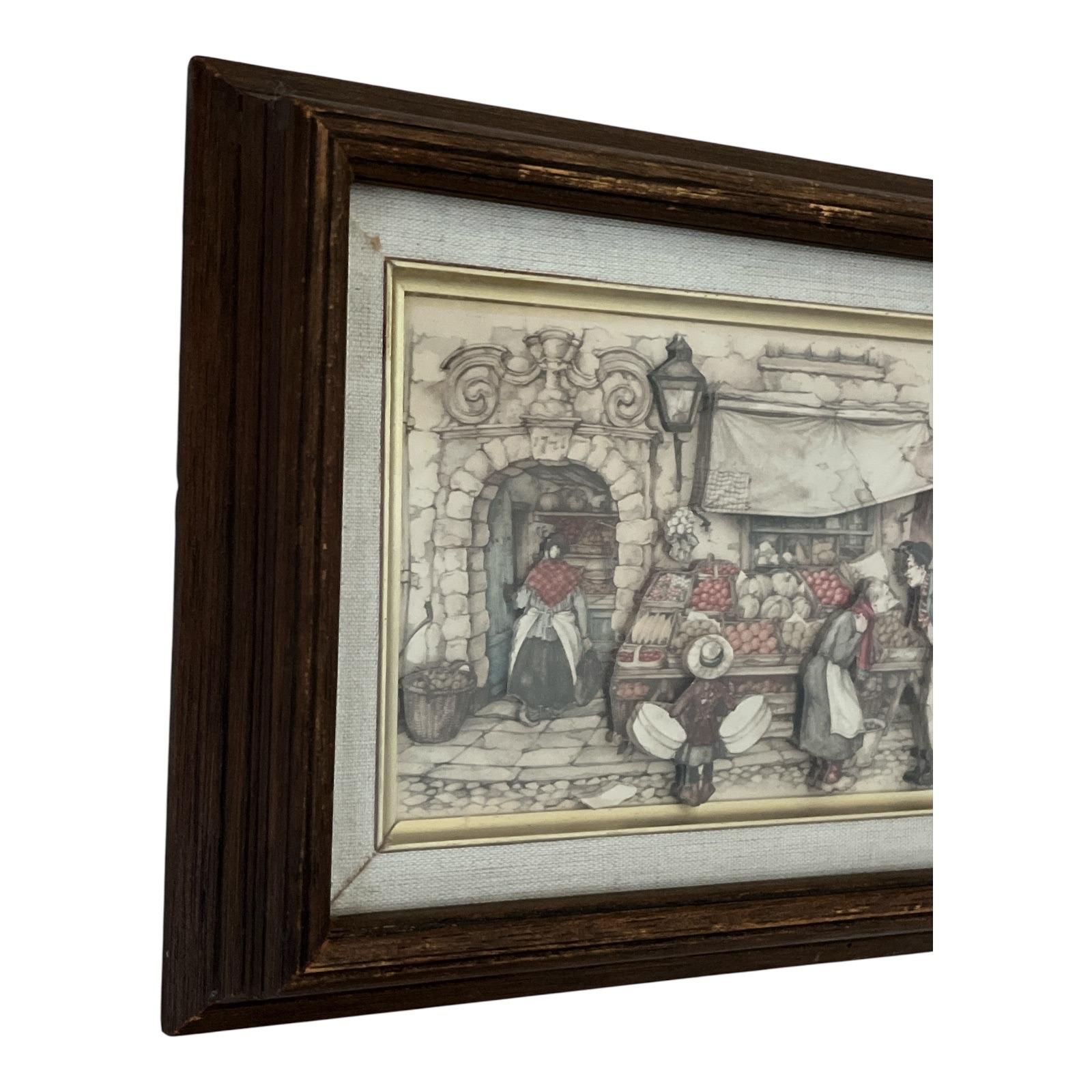 Signed 3D Anton Pieck Framed Art – Vintage Dutch Village Scene