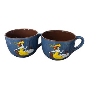 カフェ・ボエーム コーヒー・クレーム・リキュール マグカップ ペア – レトロな黄色の女性 – 1990年代