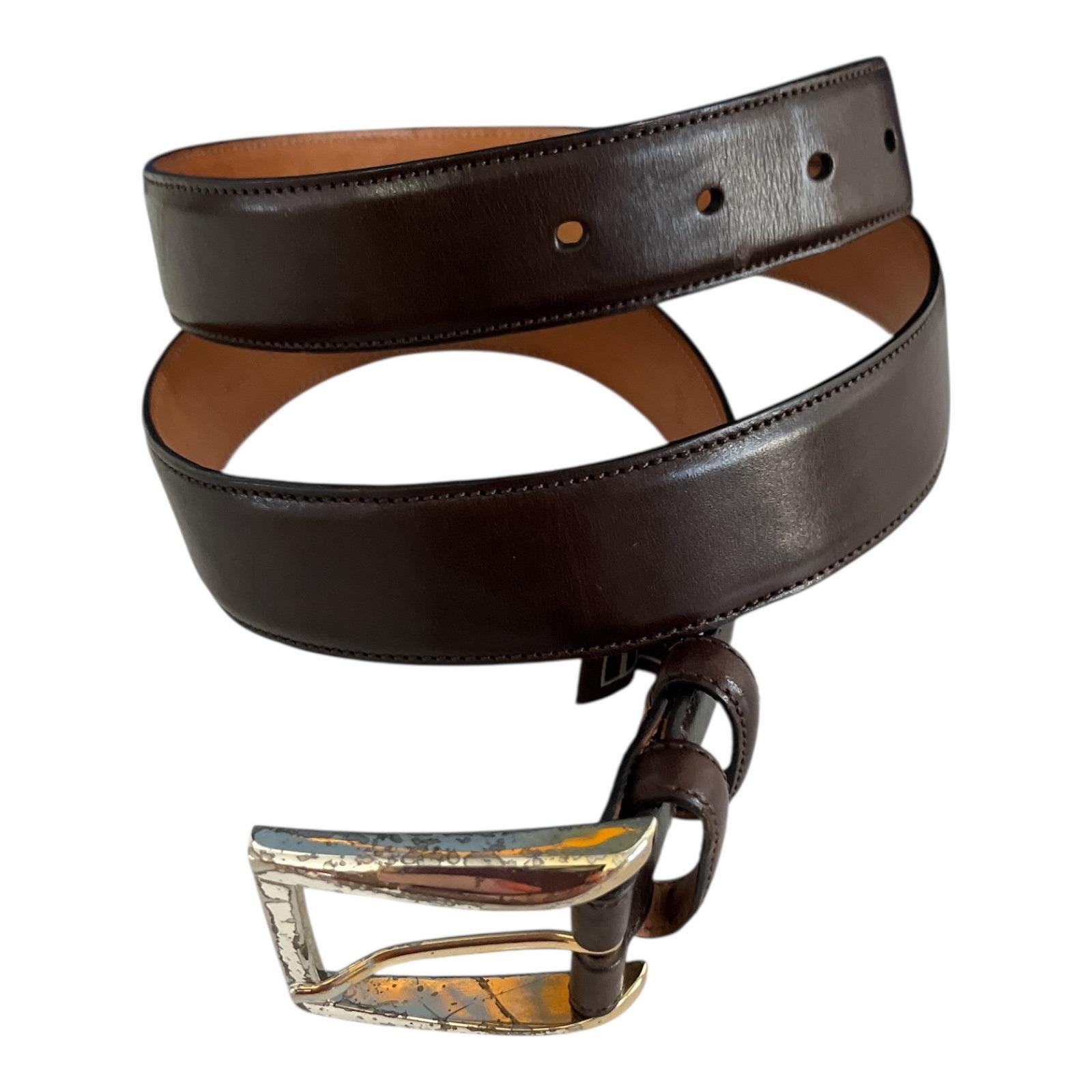 2000s Artigli Light Brown Leather W/Jewel-Studded Antique-Silver Buckle 32-38\