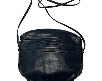 Vintage Coach Dark Navy Leather Crossbody Shoulder Mini Bag Style