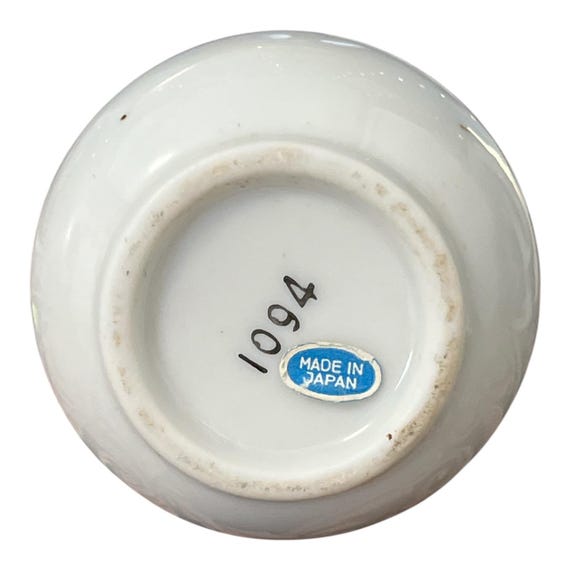 日本製ヴィンテージ陶器花瓶 - 7インチ、花柄蝶デザイン、コレクターズ