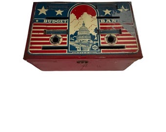 Vintage Marx MAR Tin Budget Bank Patriotic Capitol Coin Bank 1940s