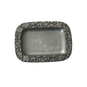 Longaberger Pewter Tray 2001 Rectangular Serving Tray Oak Leaf Acorn Border