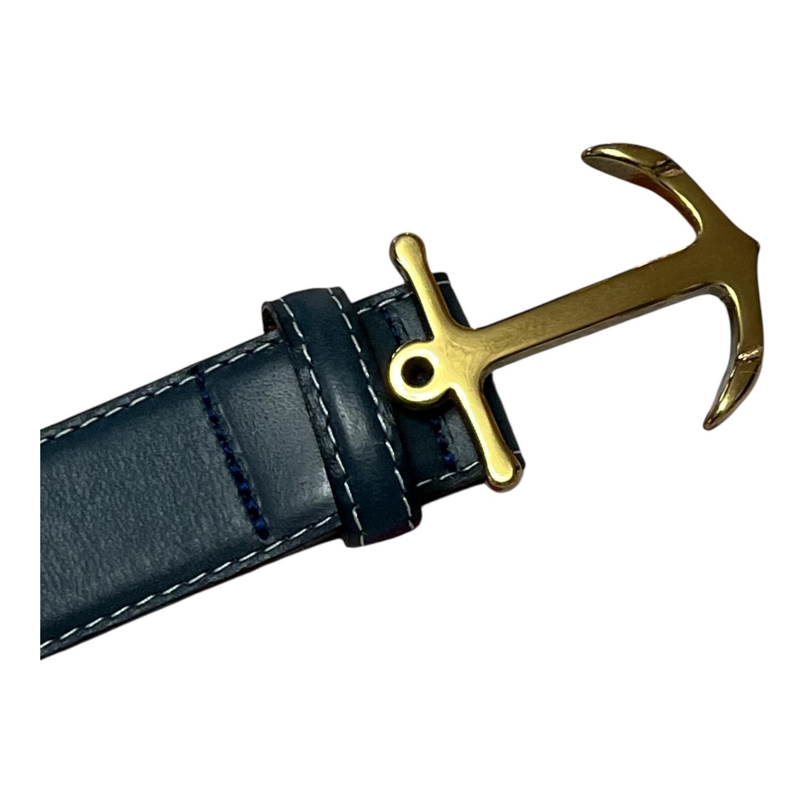 Navy Leather Anchor Belt Anchor Ribbon Club Belt main image 2
