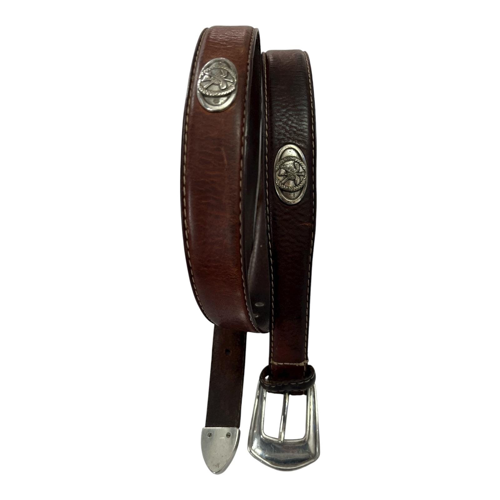 Fossil Leather Belt Vintage 70\'s Boho Style with Silver Hardware Vintage Fossil Leather Western Boho Belt S - Etsy main image 2