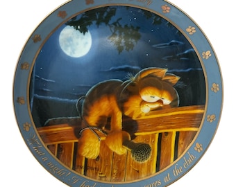 Garfield Collector Plate – “What a Night” – Dear Diary Series – Danbury Mint – Limited to 14 Firing Days