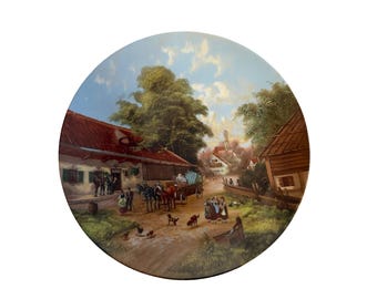 1987 Seltmann Weiden Die Bauernhochzeit Placa de coleccionista Christian Lückel Escena del pueblo alemán