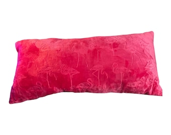 Vintage Flamingo Velvet Body Pillow Pink Embossed Tropical Decor Early 2000s