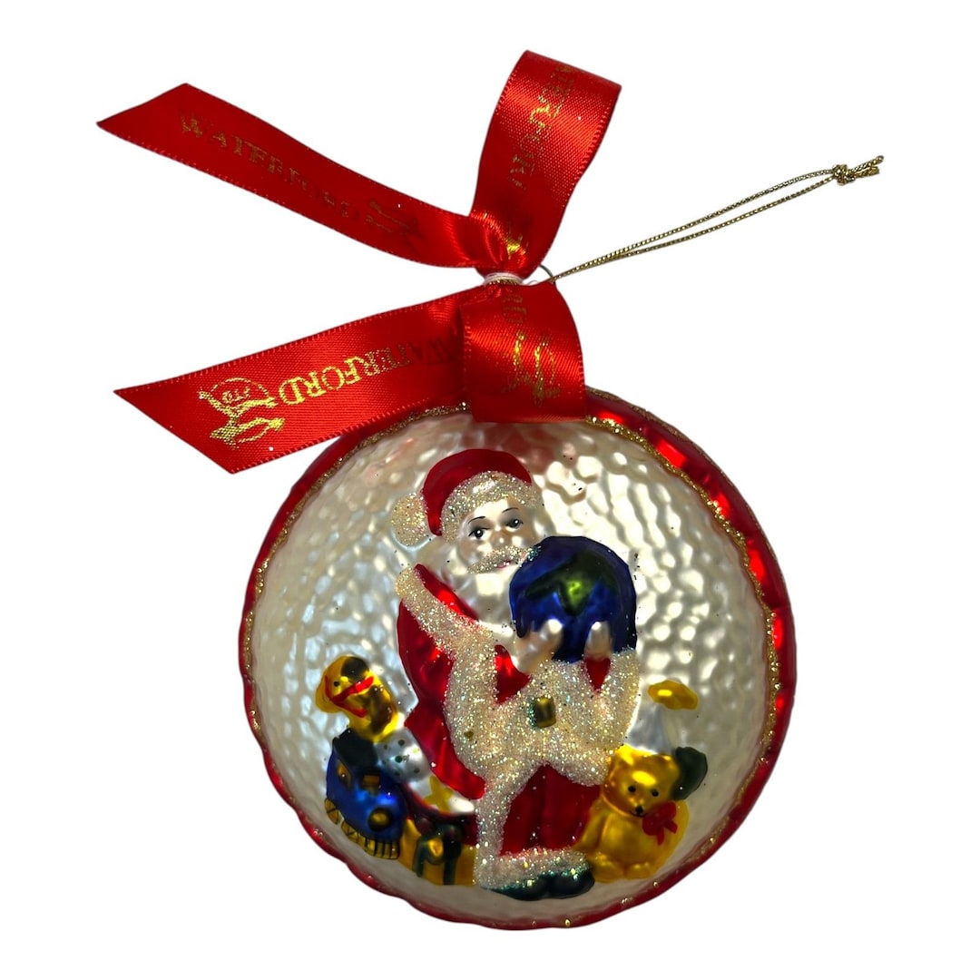 Waterford Holiday Heirlooms Santa Ornament – Hand-painted Glass
